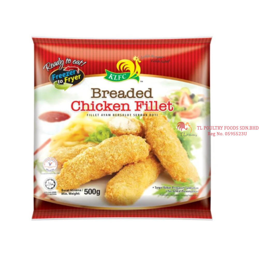 KLFC BREADED CHICKEN FILLET 500GM